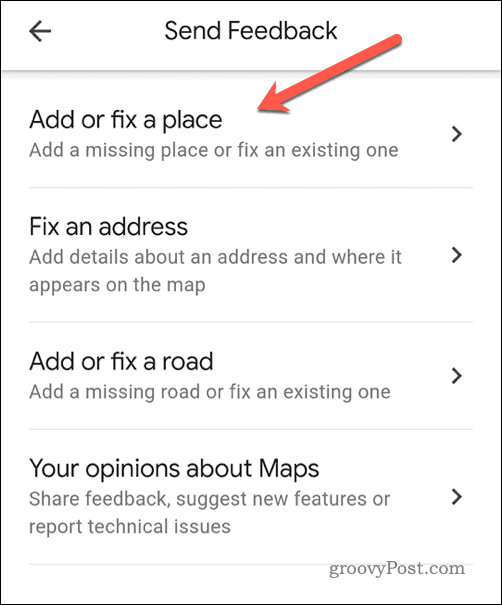 Stuur feedback in Google Maps op mobiel