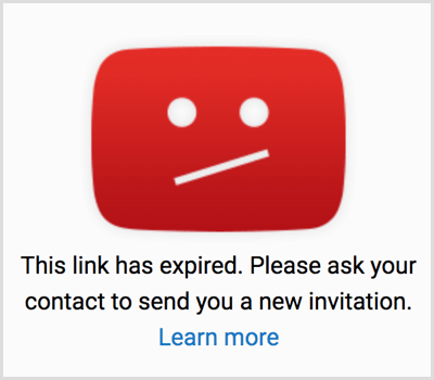 YouTube-uitnodigingslink is verlopen