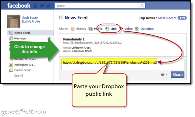 Facebook + Dropbox: gratis mp3-streaming op je Facebook-muur