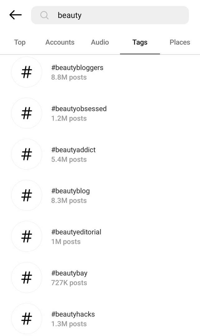 hoe-partner-micro-influencers-op-instagram-browse-influencer-hashtags-beauty-example-2 te vinden