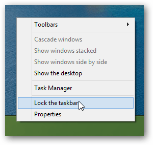 vergrendel de taakbalk van Windows 8