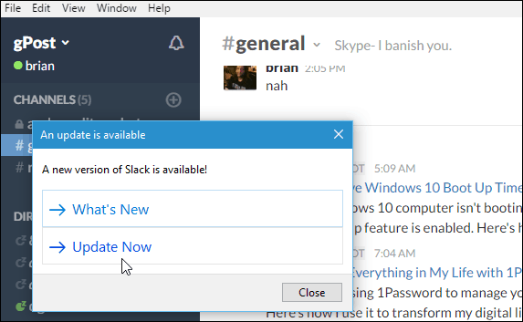 Slack Windows Desktop App Bijgewerkt naar 2.0.1