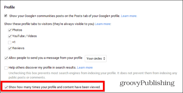Google+ Tip: verberg uw profielweergavetelling