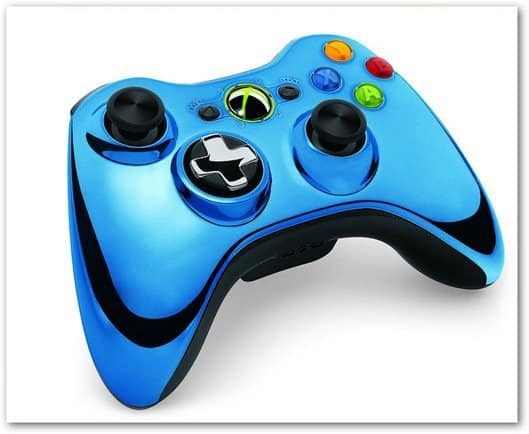Xbox 360 chromen controller blauw