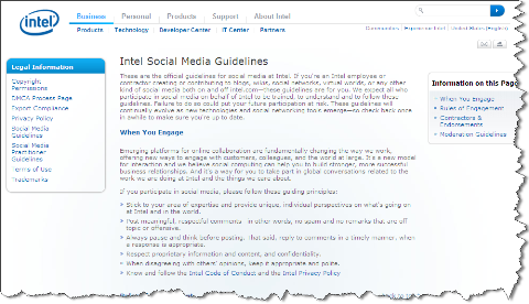 intel social media richtlijnen