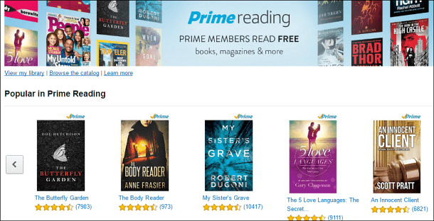 Amazon biedt Prime Reading: biedt duizenden gratis boeken en tijdschriften