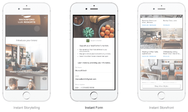 Facebook Canvas-advertenties worden nu Instant Experiences genoemd en komen met een paar extra mogelijkheden samen met de update.