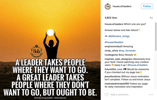 house of leaders tag instagram-gebruiker