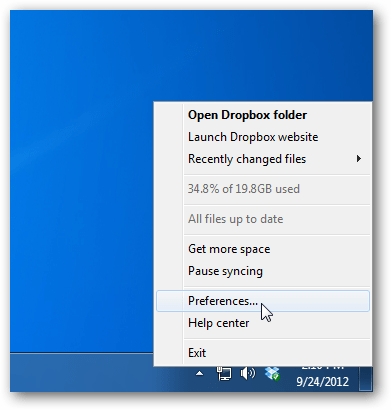 Dropbox-voorkeuren