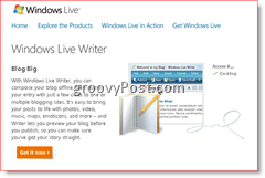 Downloadpagina van Windows Live Writer 2008