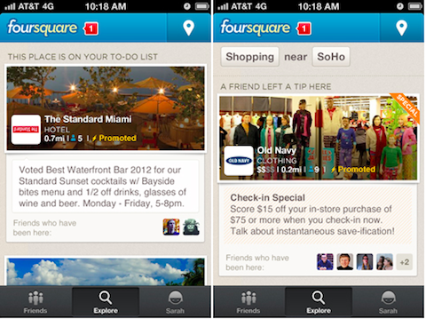 foursquare promootte updates