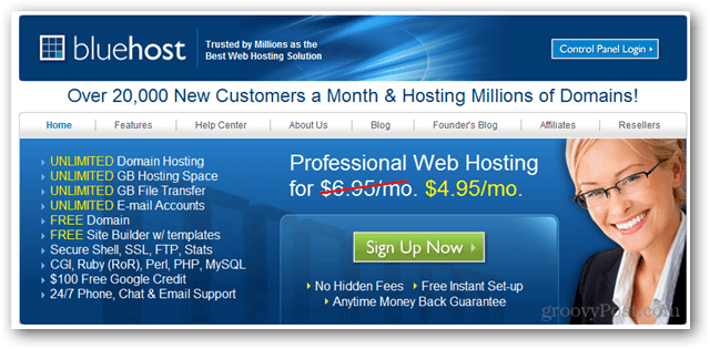 bluehost-domein en webhosting