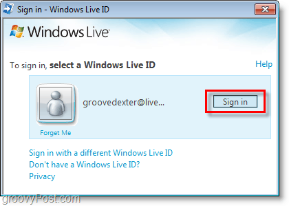 meld u aan bij de bing-balk met uw Windows Live ID