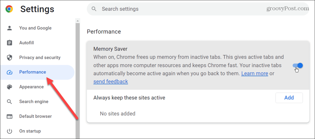 Hoe Memory Saver-tabbladen in Google Chrome in te schakelen