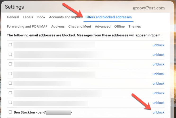 Deblokkeer een gebruiker in Gmail