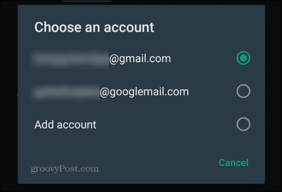 whatsapp kies gmail-account