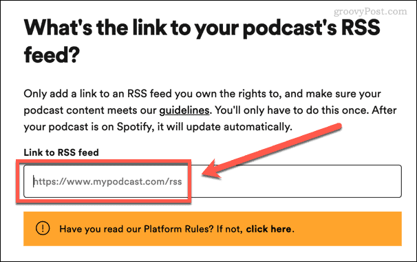 voer je podcast-rss-feed in spotify in