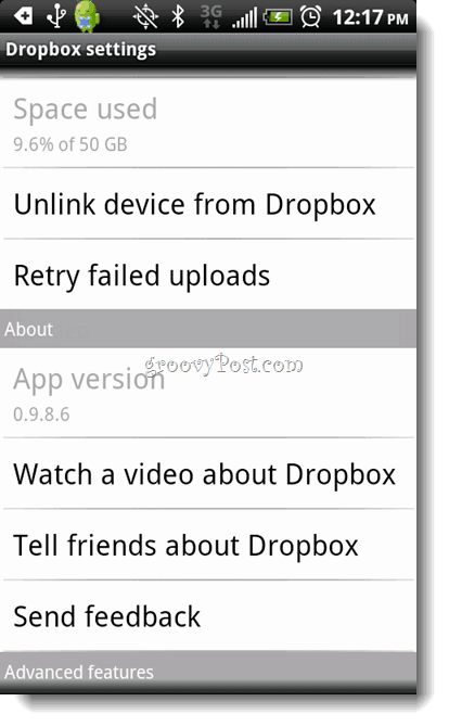 Android Dropbox verwijderen