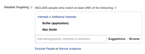 Stel specifieke targetingopties in in Facebook Ads Manager.