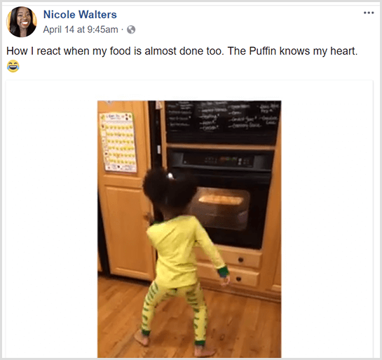 Nicole Walters plaatste een Facebook-video van haar jonge dochter die in haar pyjama voor de oven danst terwijl ze wacht tot haar eten klaar is met koken.