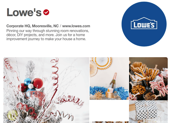 Lowe's heeft een voorbeeldige Pinterest-showcase met zowel promotie- als nuttig materiaal.