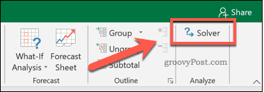 De Oplosser-knop in Excel