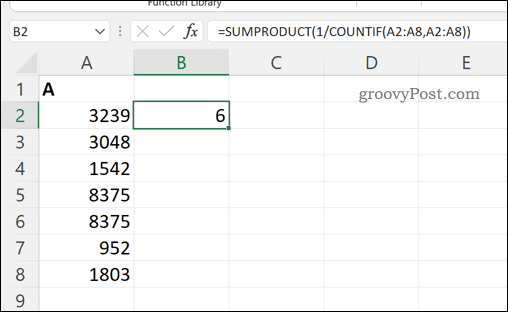 Het totale aantal unieke waarden in een celbereik berekenen in Excel