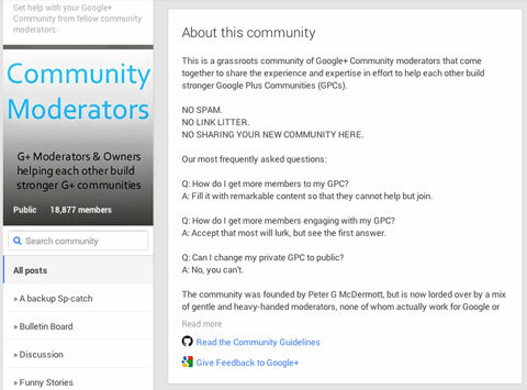 google + community richtlijnen post