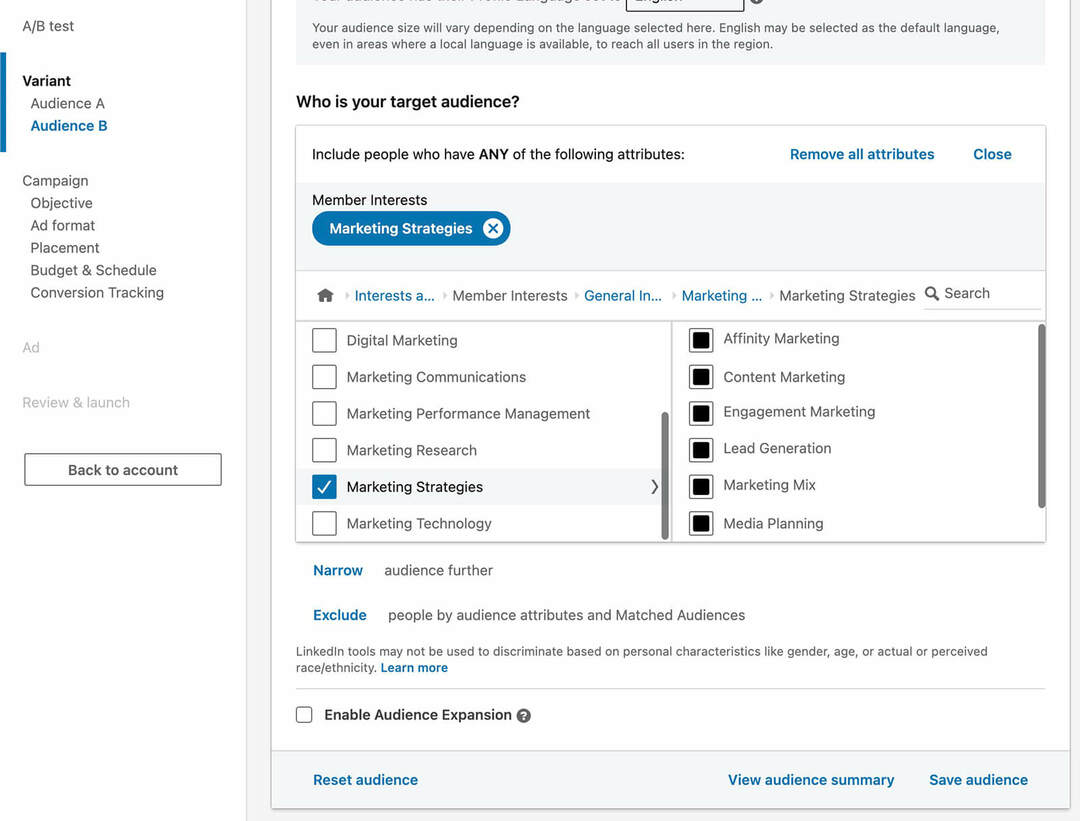 run-ab-test-in-linkedin-campaign-manager-build-ab-test-varianten-audiences-13