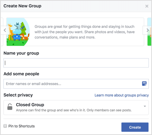 Facebook maakt een nieuwe groep