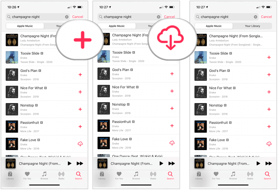 Apple Music download nummers naar het apparaat