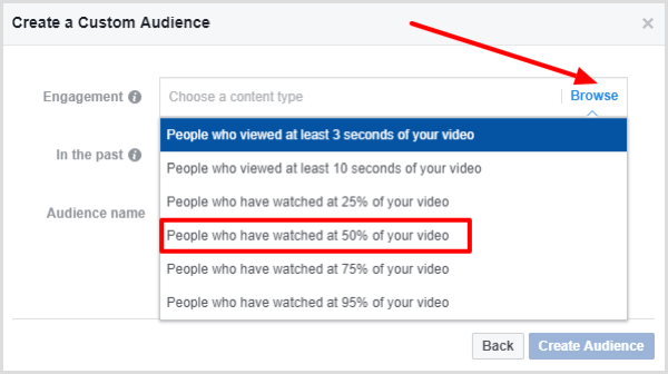 Selecteer mensen die ten minste 50% van uw video hebben bekeken.