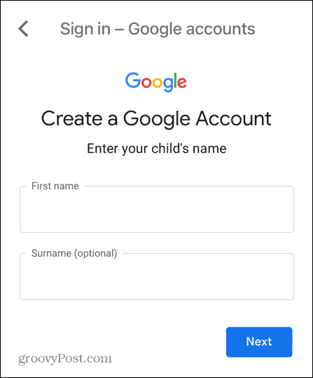 Gmail-kinderaccountnaam