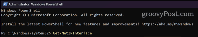Voer Get-NetIPInterface uit