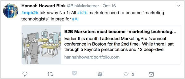 live bloggen marketing profs b2b marketing forum twitter voorbeeld