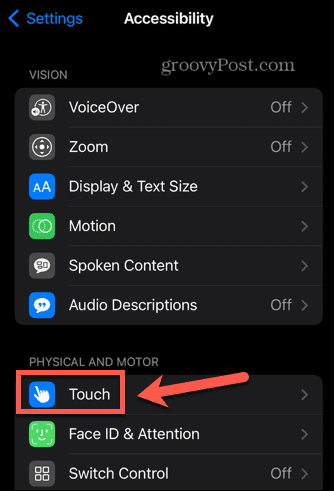 iphone touch-instellingen