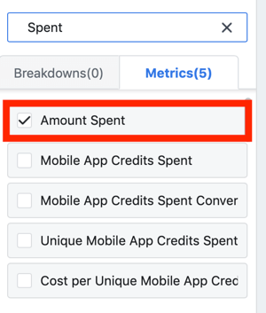 Tips om uw Facebook-advertentiekosten te verlagen, optie om het bestede bedrag te bekijken als onderdeel van uw rapport