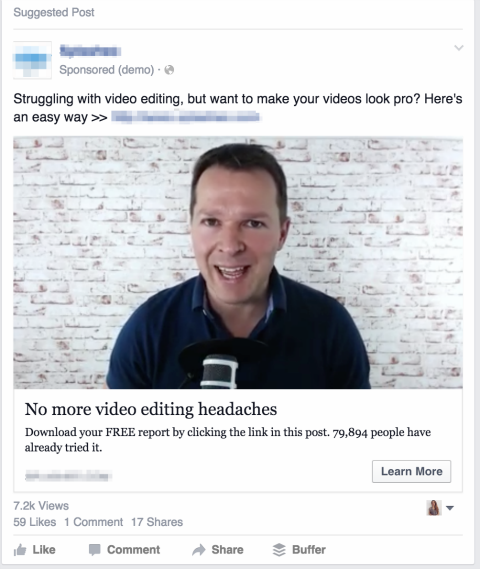 Facebook-videoadvertentie in nieuwsfeed