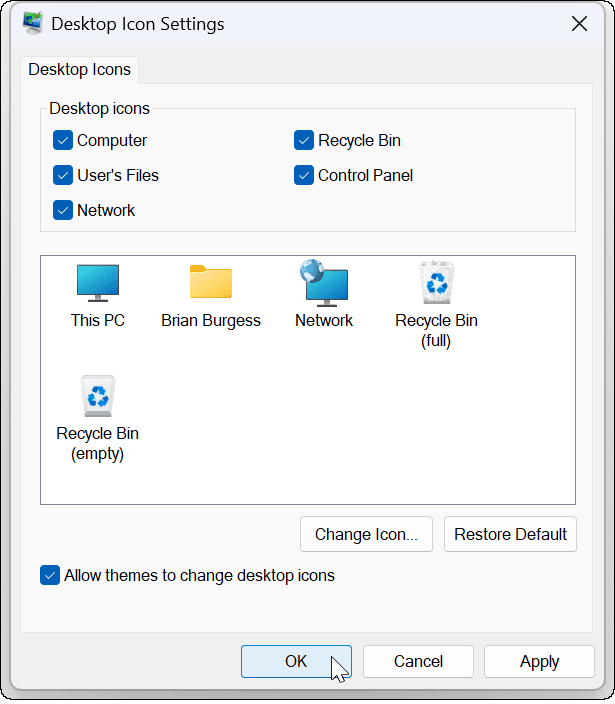 bureaubladpictogrammen herstellen op Windows