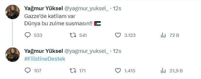 Yağmur Yüksel Delen van steun voor Palestina