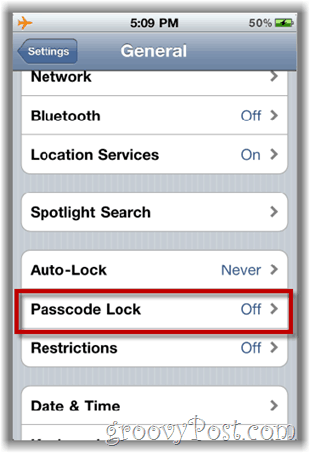 iphone - klik op wachtwoordvergrendeling