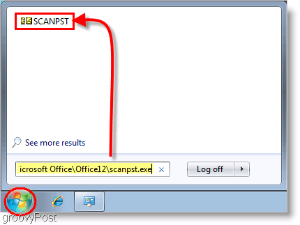 Schermafbeelding - Lancering van Outlook 2007 SCANPST Repair Tool