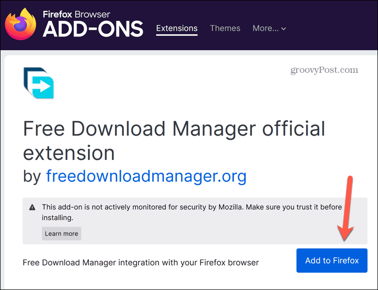 gratis download manager firefox add-on