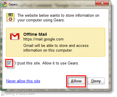Geef Gmail toegang tot Google Gears