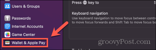 portemonnee en Apple Pay-instellingen mac