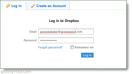 log in op dropbox