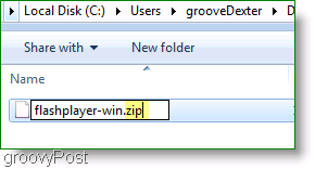 Screenshot: Flashplayer ZIP-bestandsvensters 7