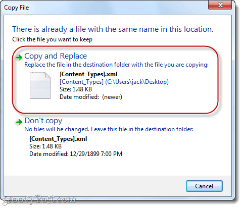 vervang .xml-bestanden in Windows 7