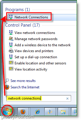 open uw netwerkverbindingen dialoogvenster in windows 7