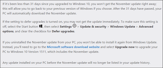Update-opmerkingen voor Microsoft Win10 november